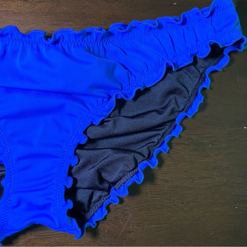 Victoria’s Secret Royal Blue Ruffled Swimwear Bikini Bottoms Medium
